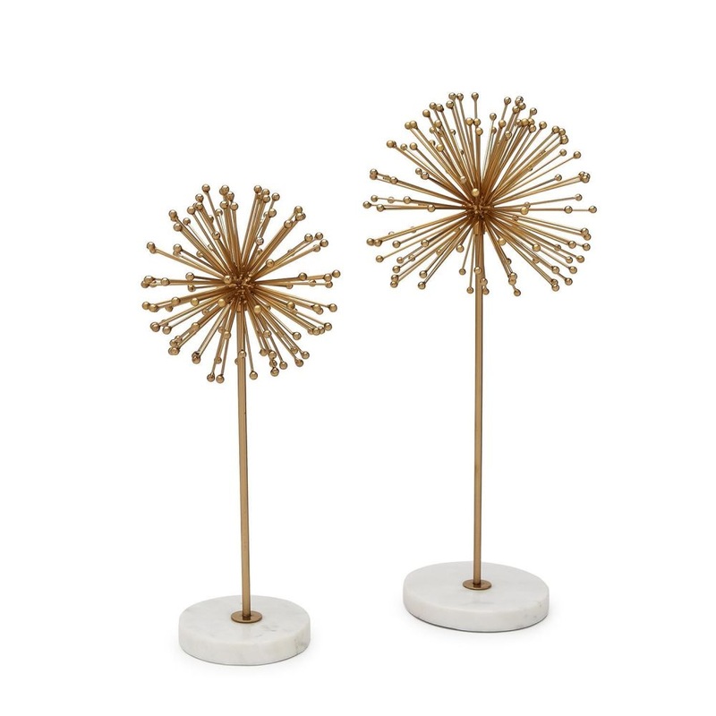 Two’s Company Spindles Set of 2 Sculpture on Marble base – Iron/Marble