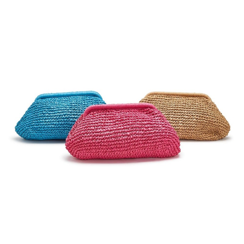 Two’s Company Vivid Raffia Fully Lined Hinged Clutch Bag Assorted 3 Colors