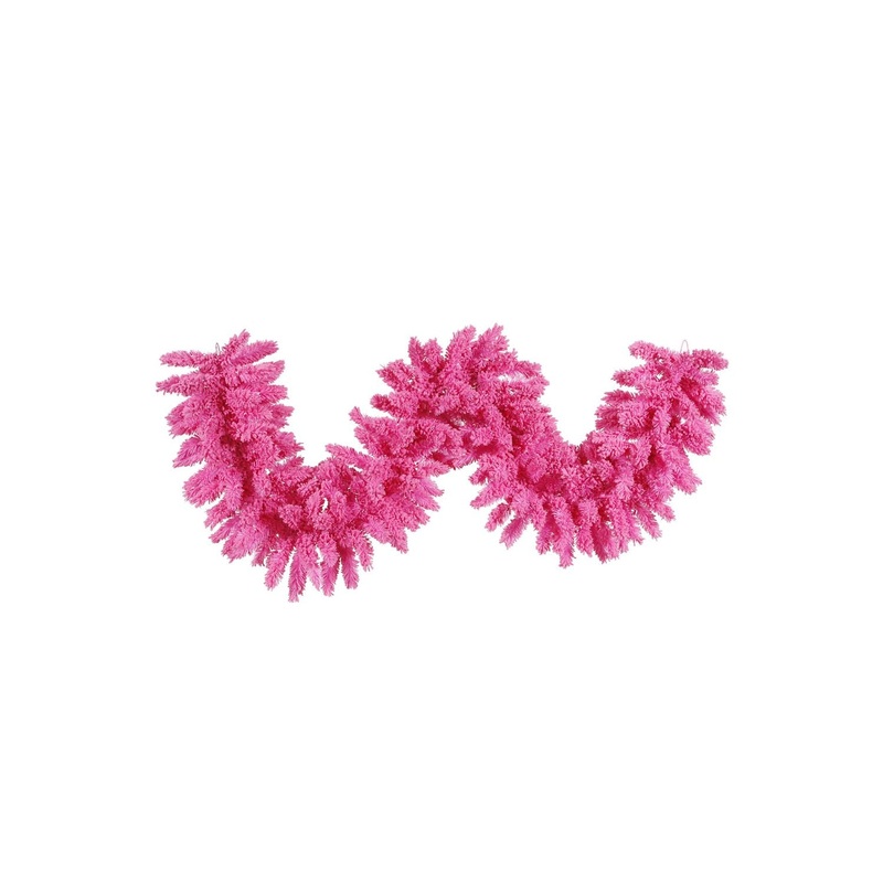 Vickerman 9′ Flocked Pink Fir Artificial Christmas Garland, Unlit, PVC