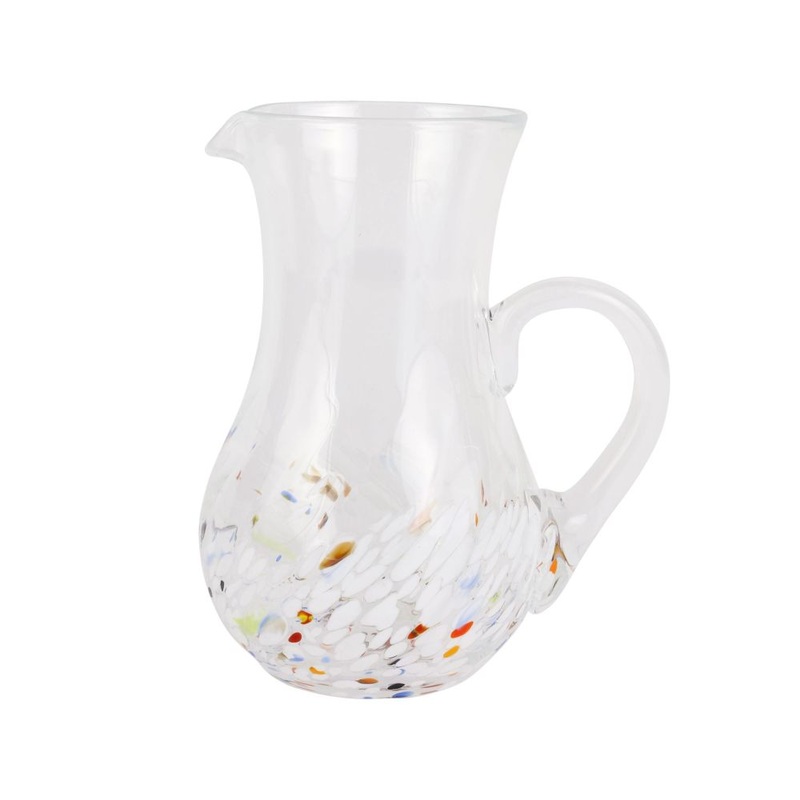 Vietri Chiara White Pitcher and Stirrer Set – 12 Glass Beverage & Cocktail Drink Server, Clear