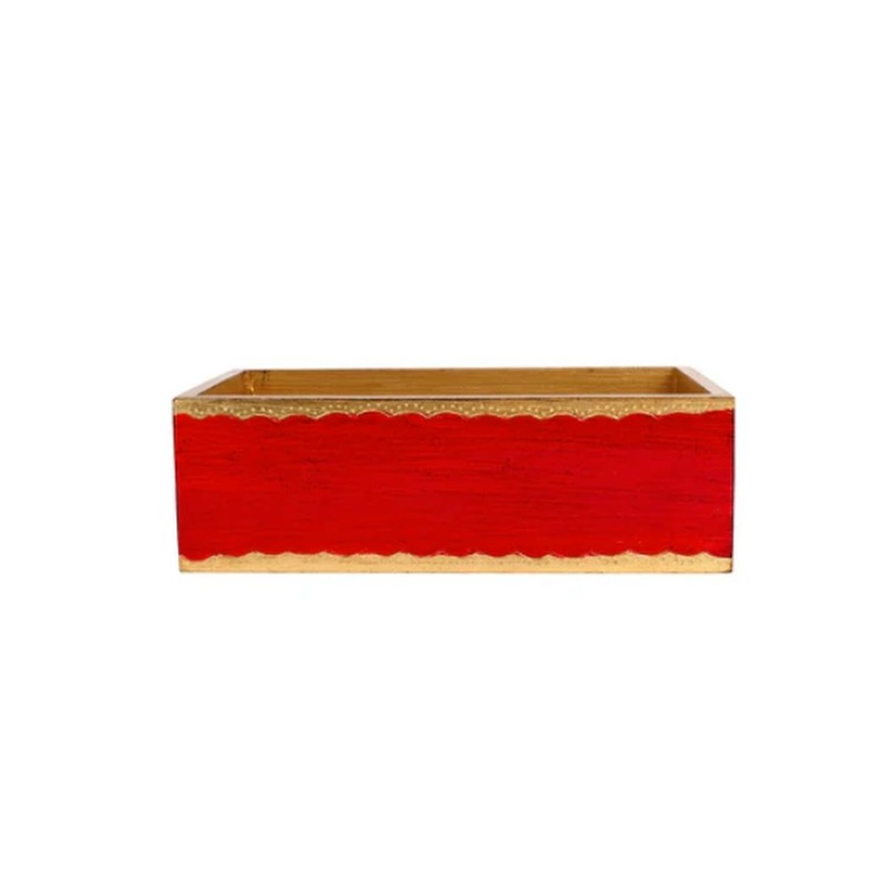 Vietri Florentine Wooden Accessories Red & Gold Guest Towel Holder – Handcarved Poplar Wood, 8.75