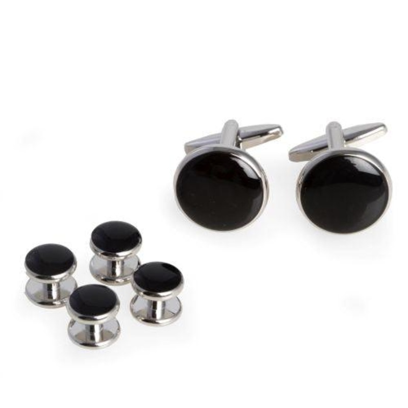 Bey Berk Black Cufflinks and Studs Set