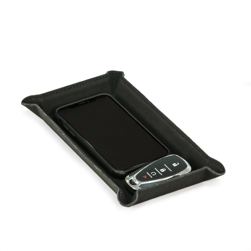 Bey Berk Black Leatherette Rectangular Valet