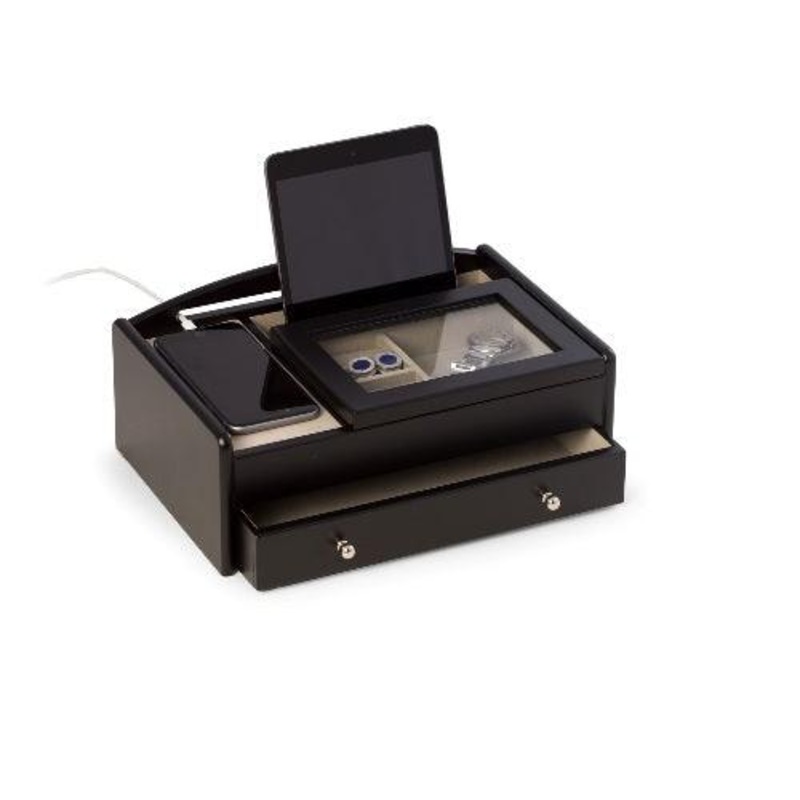 Bey Berk Matte Black / Cherry Wood Valet Box