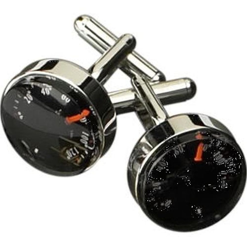Bey Berk Rhodium Plated Cufflinks With Thermometer
