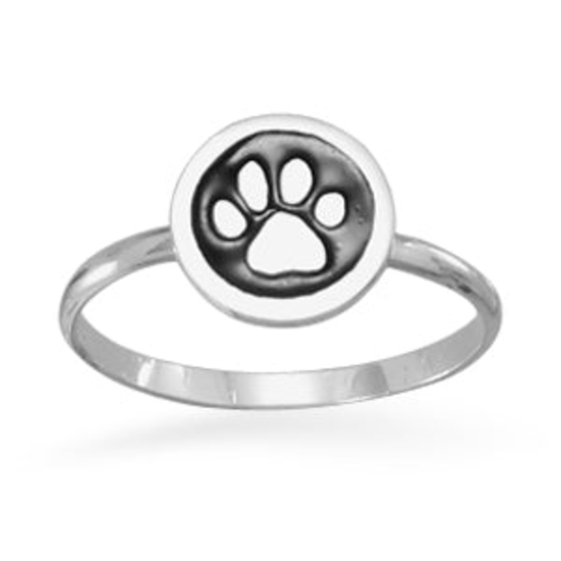 MMA Enamel Paw Print Ring / Size 3