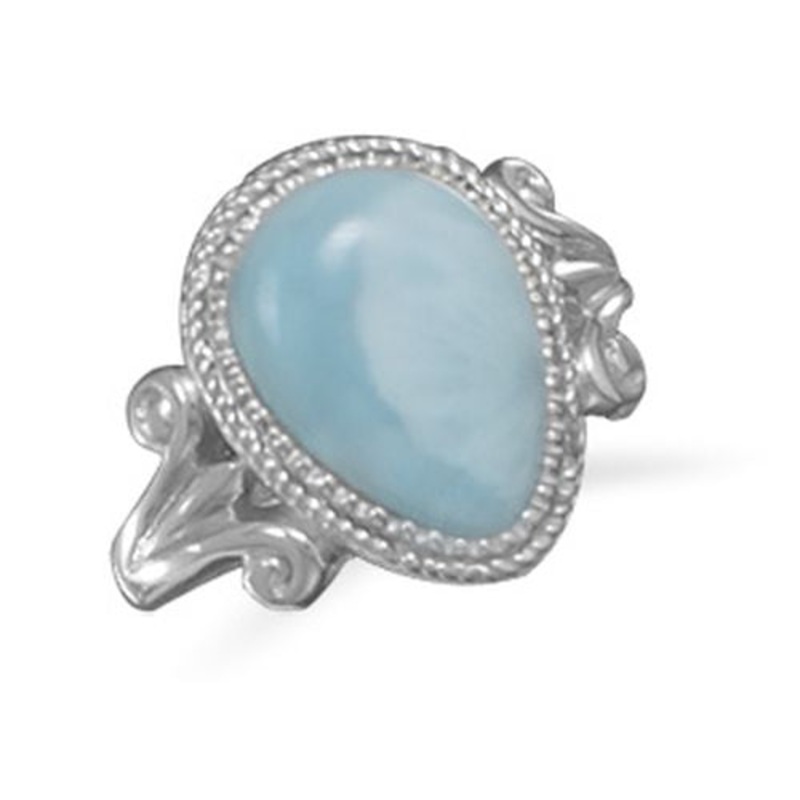MMA Pear Shape Larimar Ring / Size 8