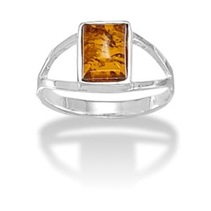 MMA Rectangular Amber Ring / Size 6
