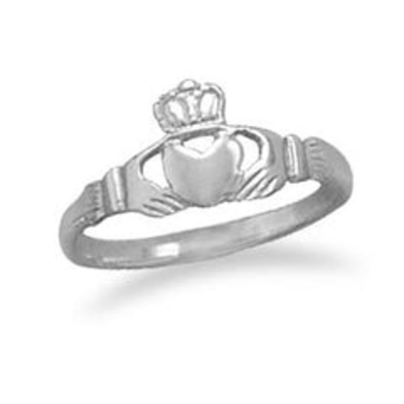 MMA Small Polished Claddagh Ring / Size 8.