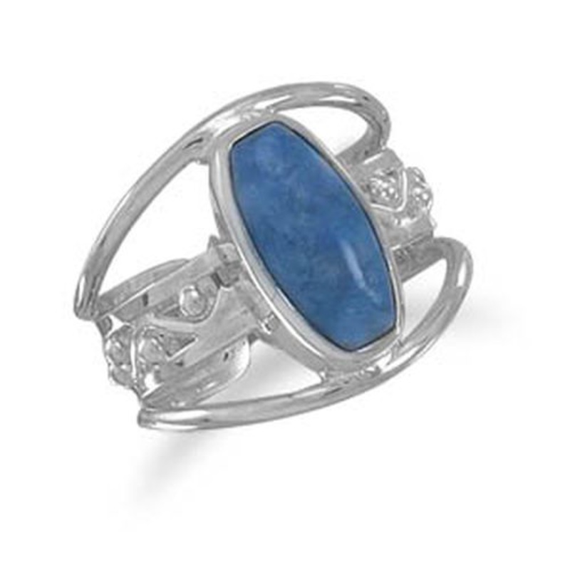 MMA Soft Rectangle Lapis Three Row Ring / Size 6