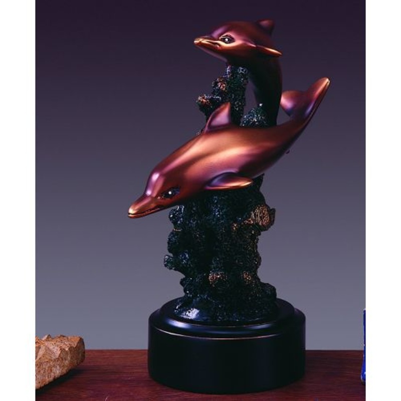 Treasure of Nature 2 Dolphins Figurine -Bronze Finish, 7 x 5