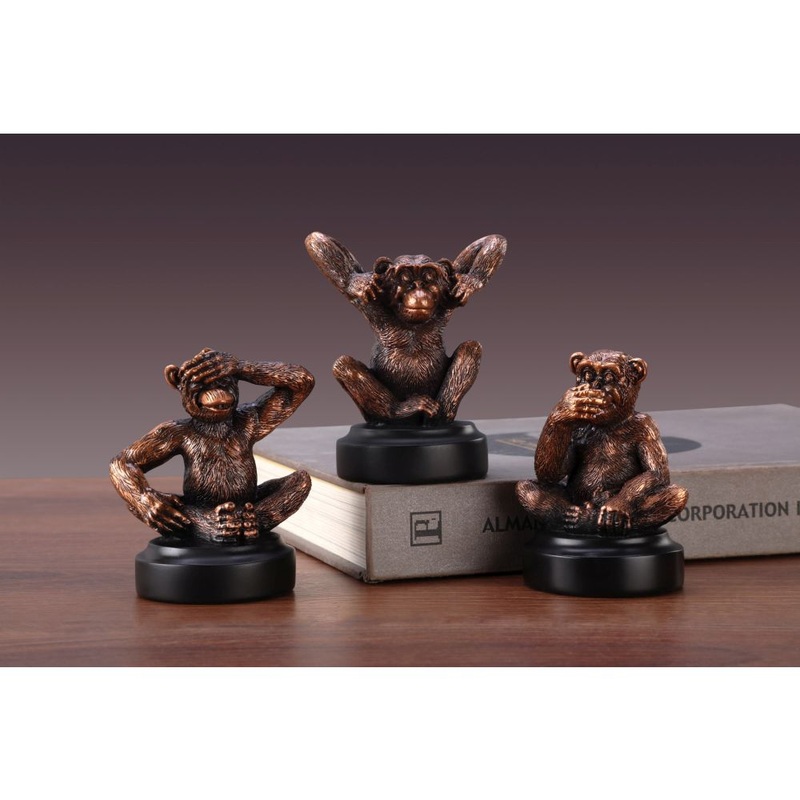 Treasure of Nature 3.5 Set of 3 Monkey Sculptures (Speak, See and Hear No Evil)