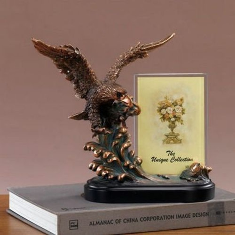 Treasure of Nature Bronze Plated Resin Sculptures Eagle Picture Frame, 11×9.5