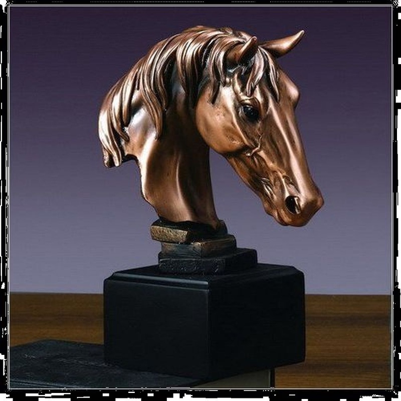 Treasure of Nature Horse Head Statue – Sculpture, Bronze Plated, 7.5 x 5