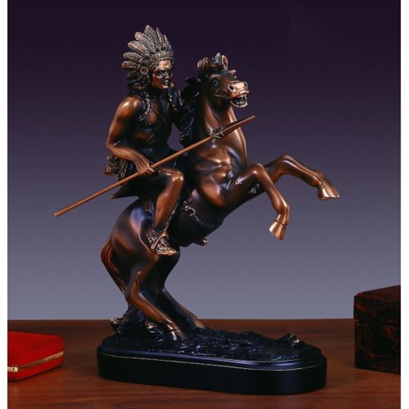 Treasure of Nature Native American Chief on Horse Statue – Bronze Finish