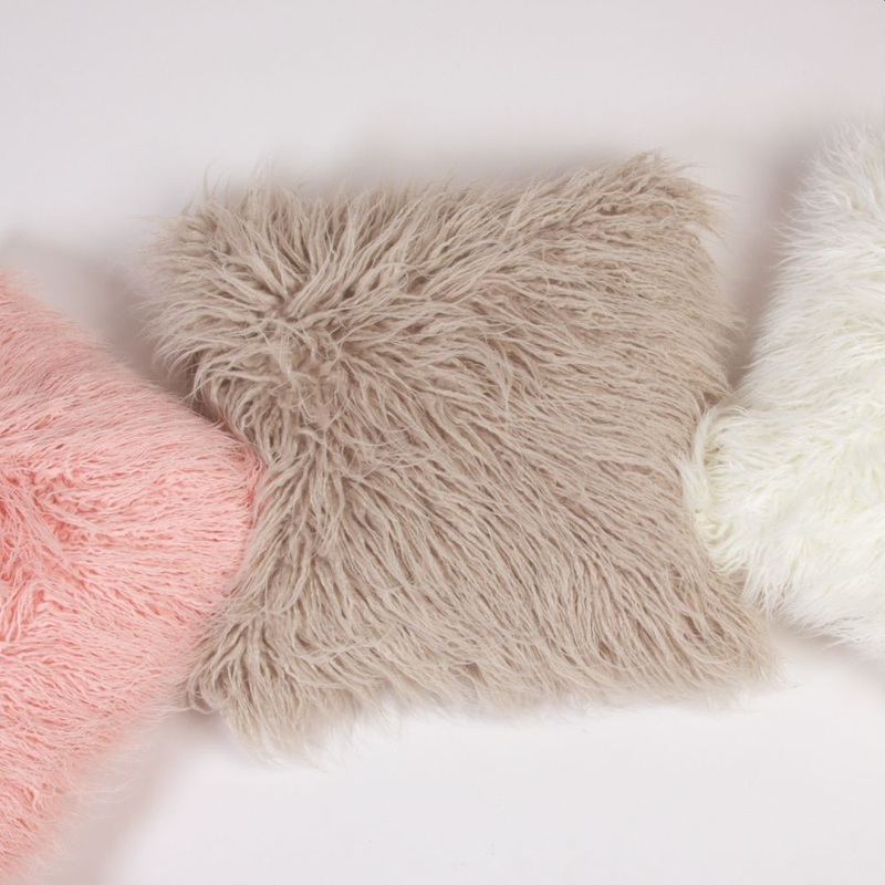 8 Oak Lane Grey Mongolian Fur Throw Pillow