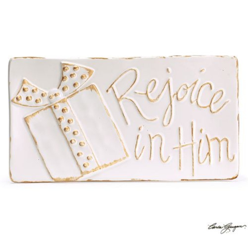 Burton & Burton Rejoice In Him Present Ceramic Tray