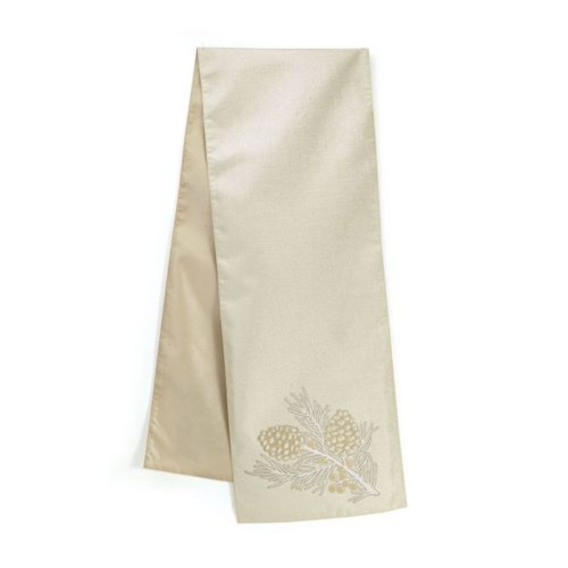 Burton & Burton Table Runner White Pine Cones