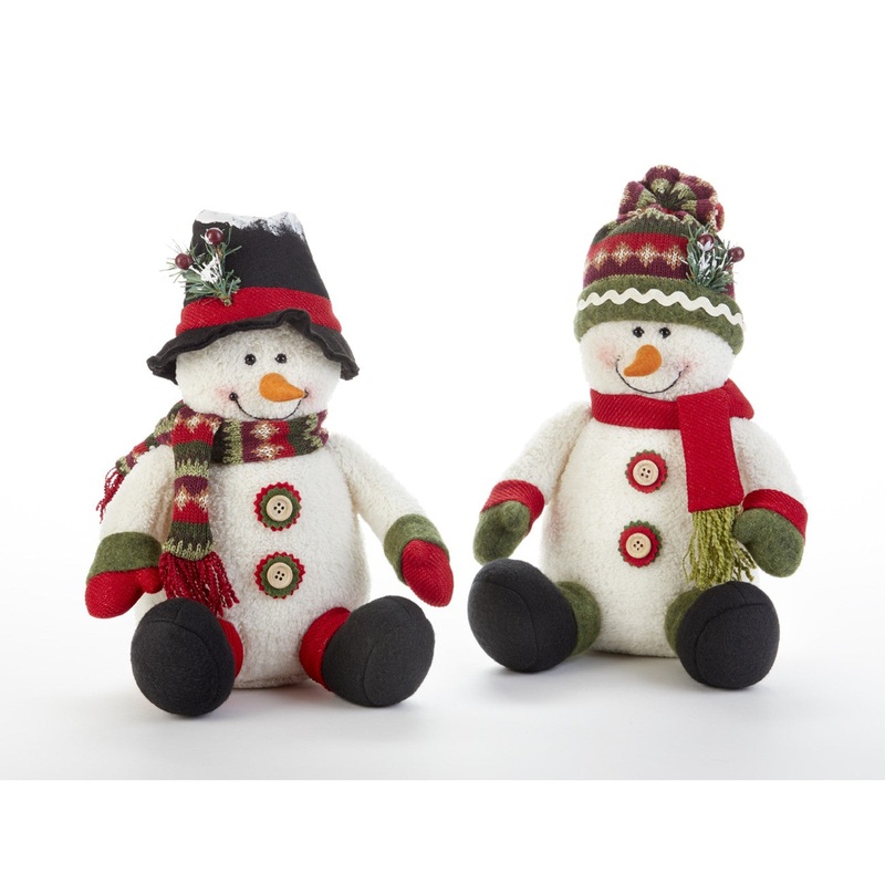 Delton 11.5 Terry Christmas Split Leg Snowman Figurine, 2 Assorted