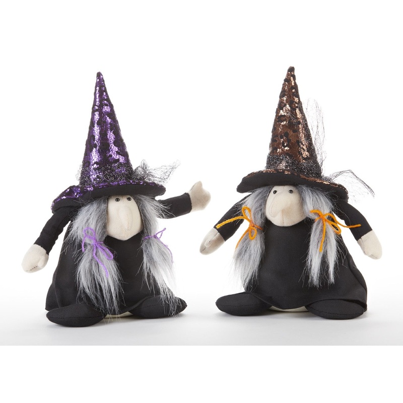 Delton 7 Standing Round Black Witch Figurine, 2 Assorted
