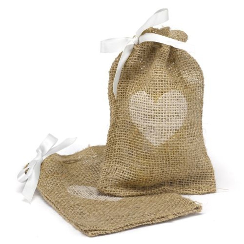 HBH Wedding Heart Burlap Favor Bag