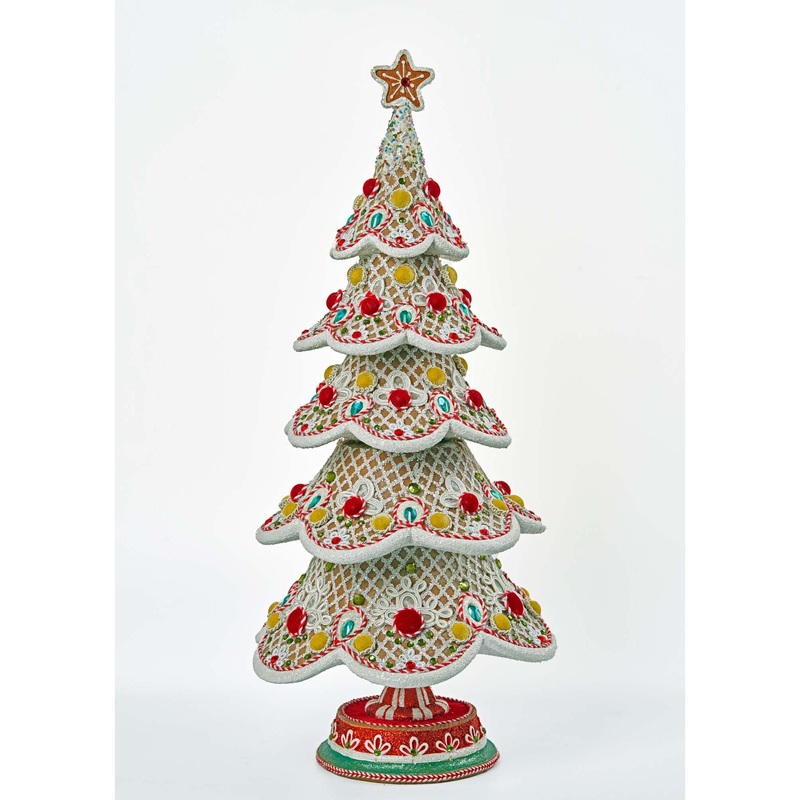 Katherine’s Collection 2021 Gingerbread Forest Tree Tabletop Decor White Polyester