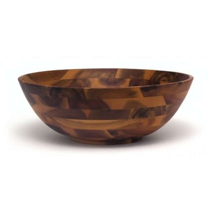 Lipper International Large Acacia Footed Flared Bowl, Brown