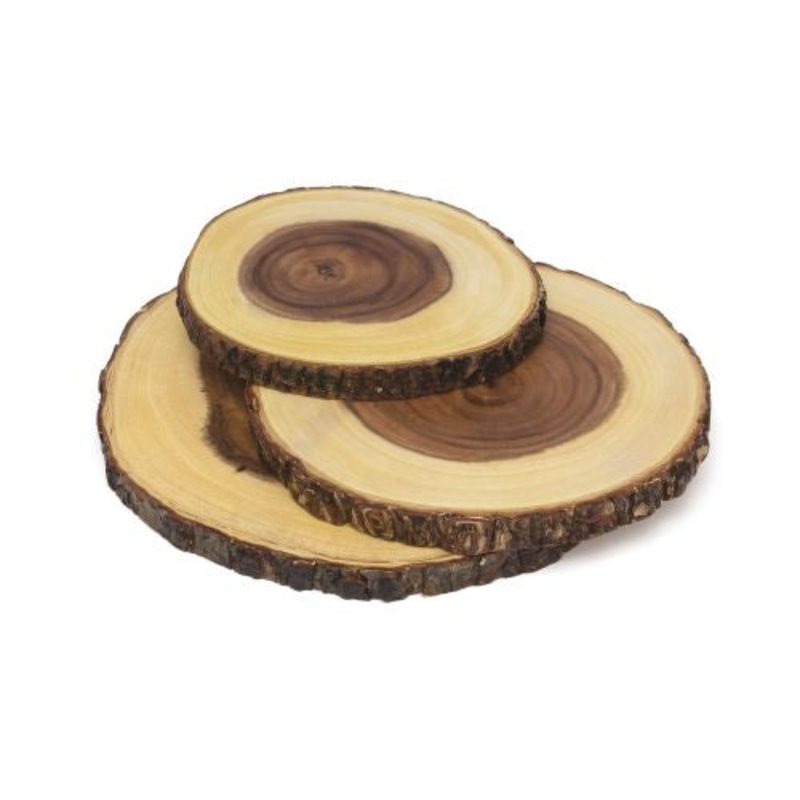 Lipper International Set of 3 Acacia Bark Board, Assorted Sizes