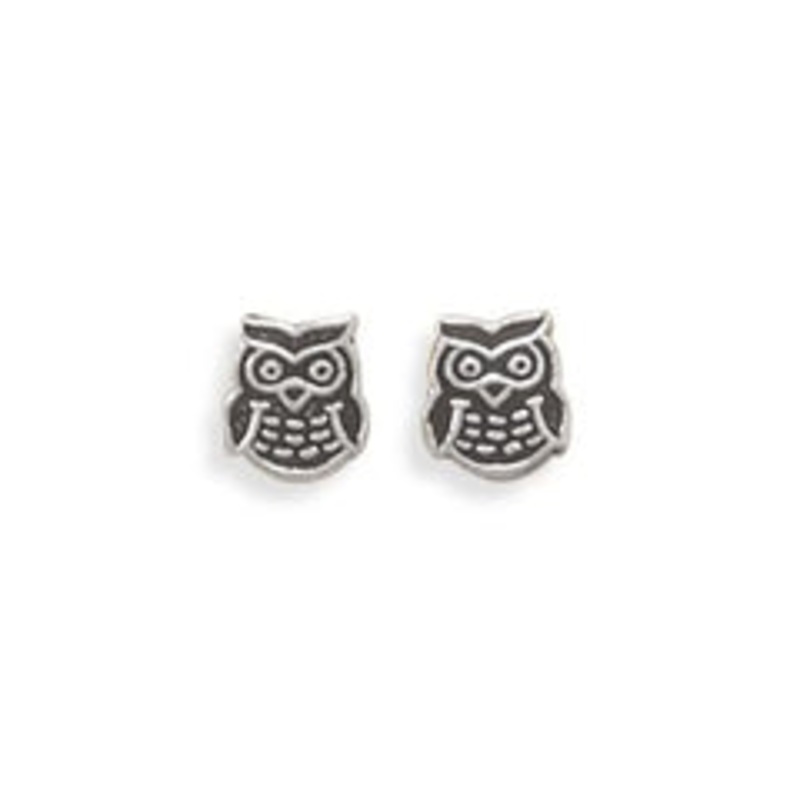 MMA Oxidized Owl Earrings.