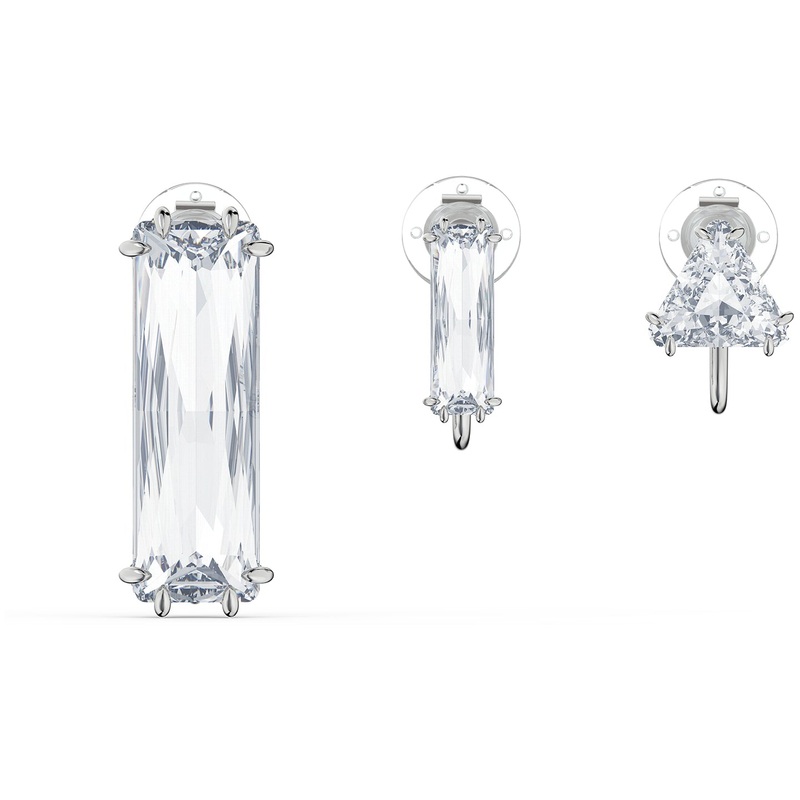 Swarovski Mesmera Clip Earring Single Baguette Cut Crystal White Rhodium Plated