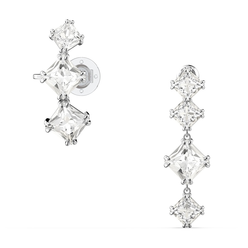 Swarovski Millenia Drop Earring Asymmetrical Set White Rhodium Plated