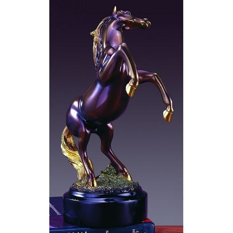 Treasure of Nature Rearing Horse Statue, Purple, Bronze Plated, 10.5 x 8