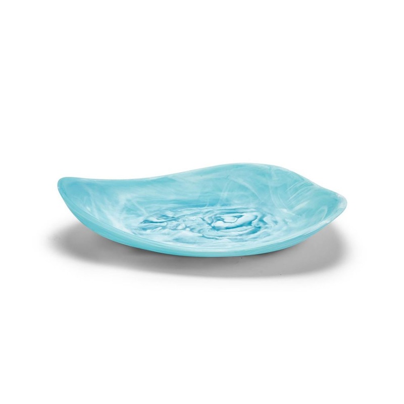 Two’s Company Tozai Archipelago Aqua Marbleized Organic Shaped Platter