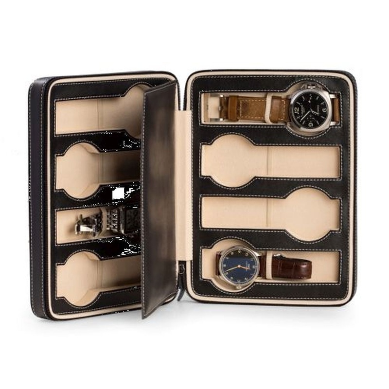 Bey Berk Black Leather 8 Watch Storage / Travel Case