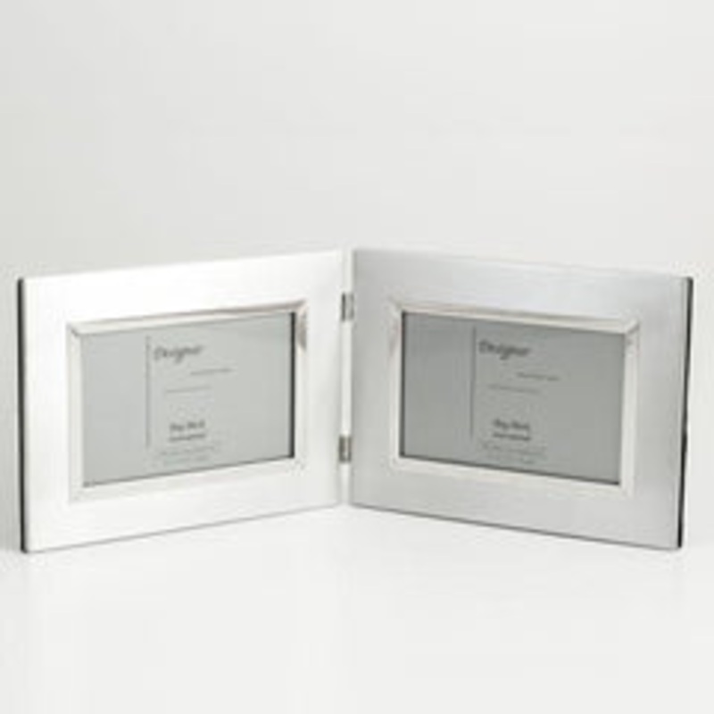 Bey Berk Brushed Metal Double 4X6 Picture Frame