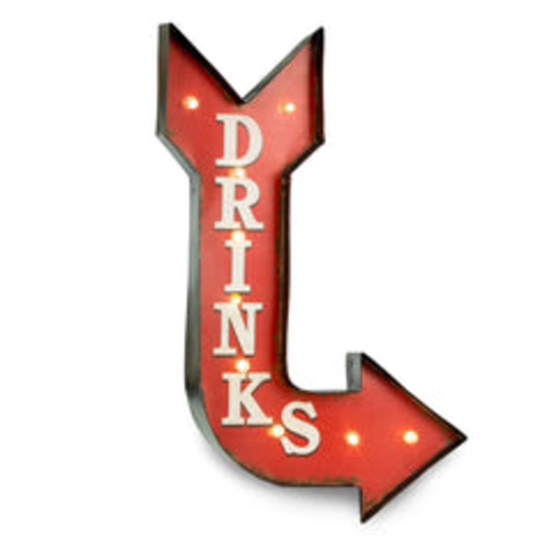 Bey Berk Drinks Sign, LED Lighted, Wall Mountable