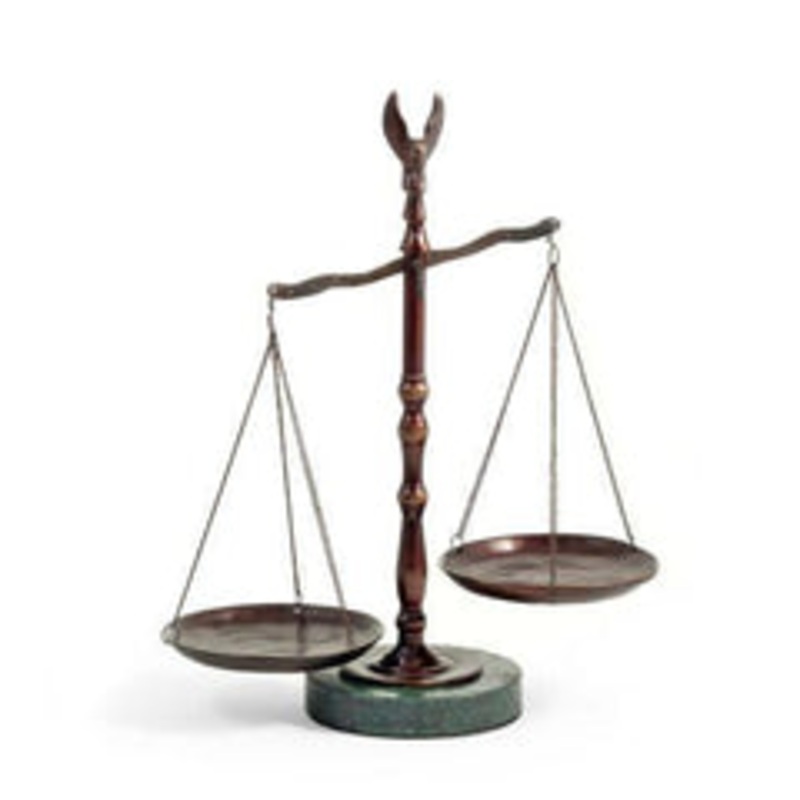 Bey Berk Handcrafted Bronze Scale of Justice with Eagle Finial on Marble Base