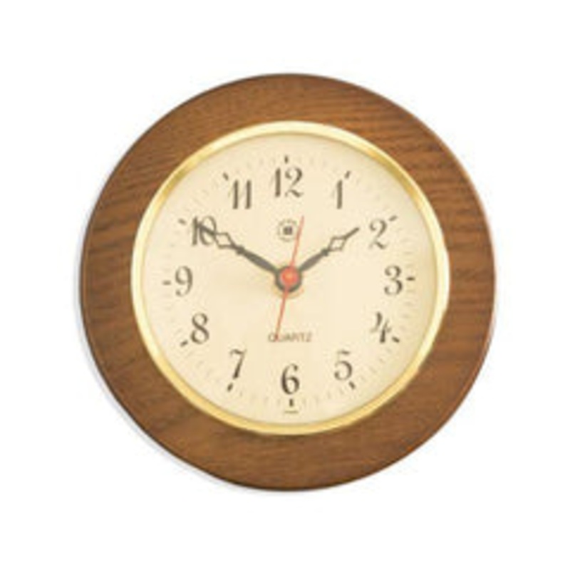 Bey Berk Quartz Clock On 5 Cherry Wood With Brass Bezel