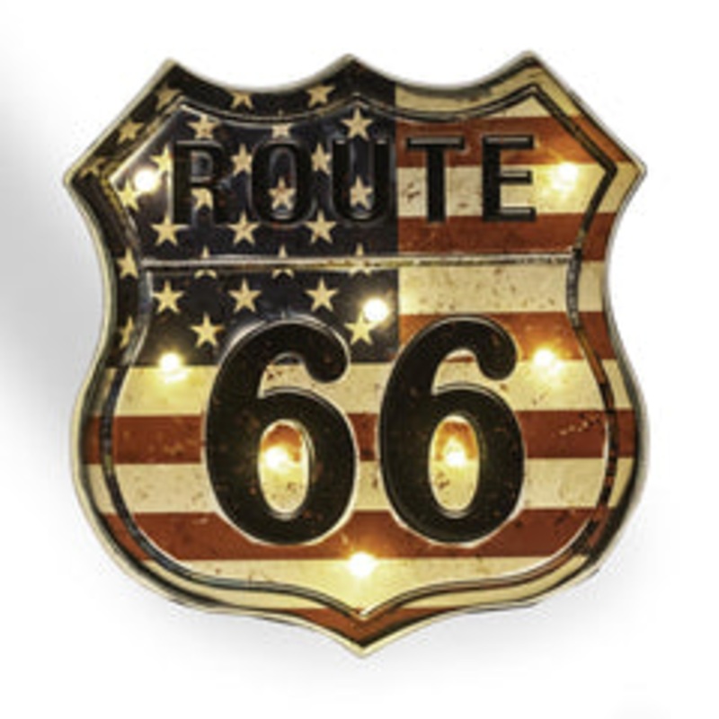 Bey Berk Route 66 Led Lit Metal Wall Dcor