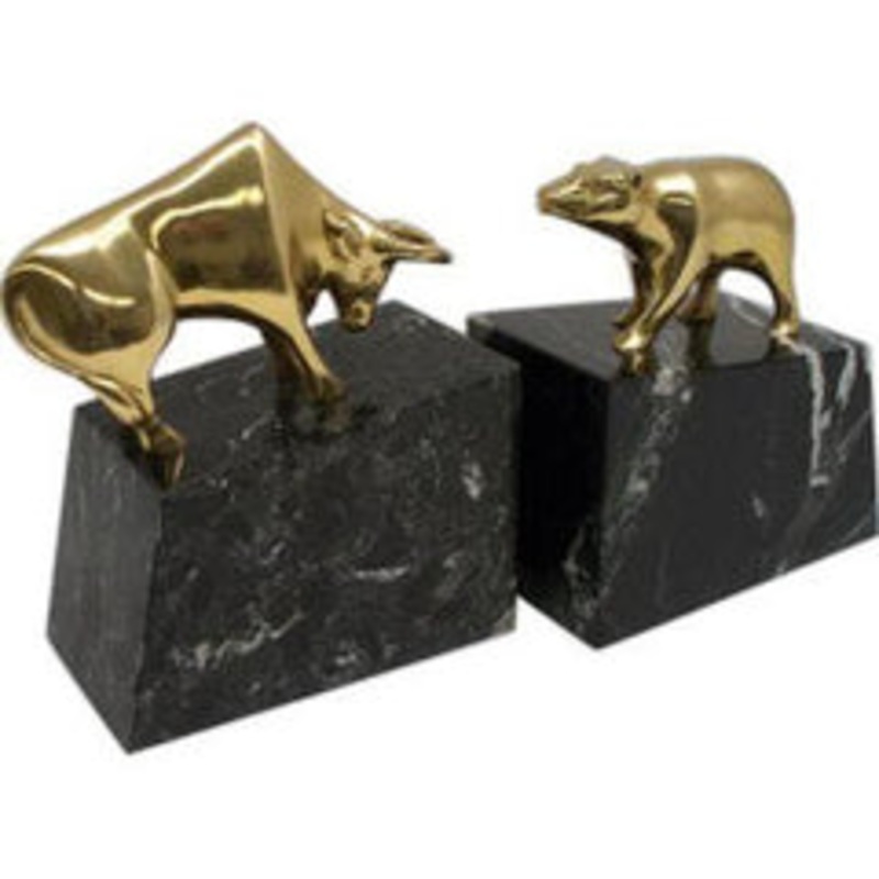Bey Berk Stock Market Brass Bull & Bear Bookends