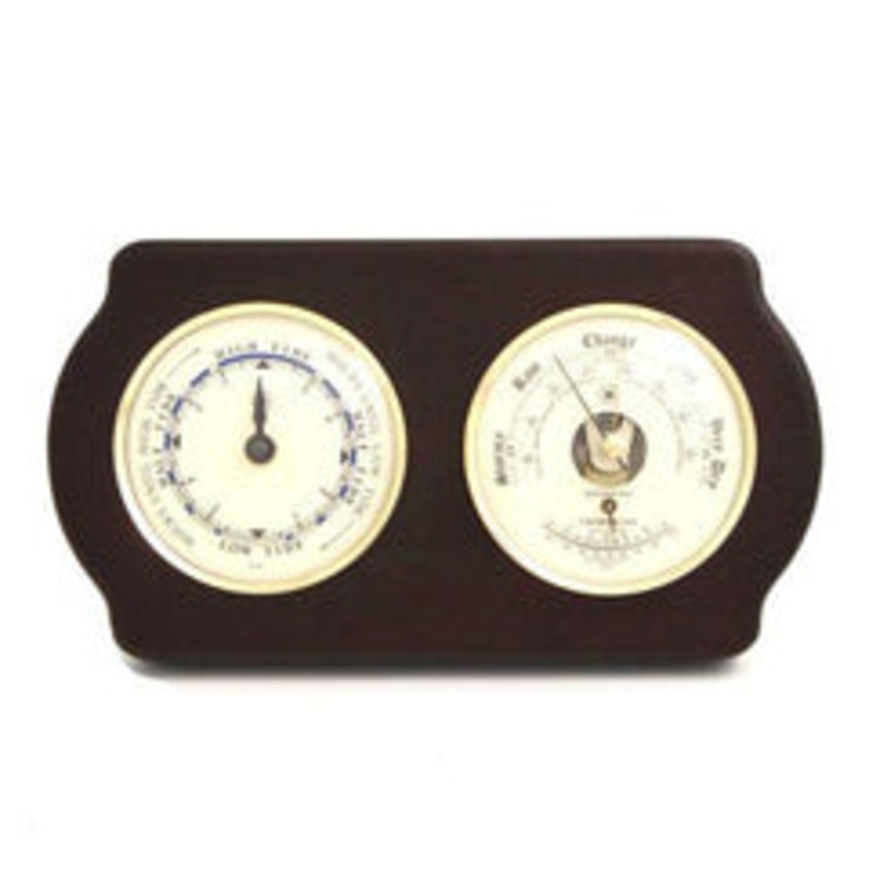 Bey Berk Tide Clock & Barometer With Thermometer On Ash Wood