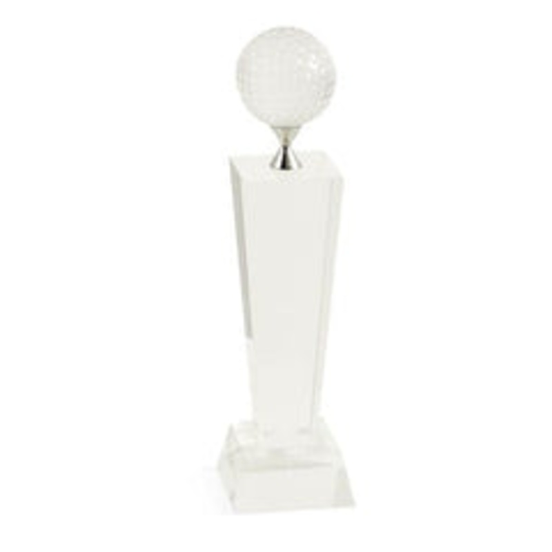 Crystal 11 1/2 Fairway Trophy With Crystal Golf Ball