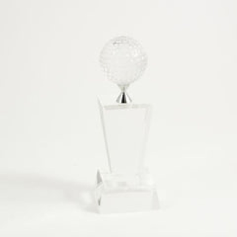 Crystal 8 1/2 Fairway Trophy With Crystal Golf Ball