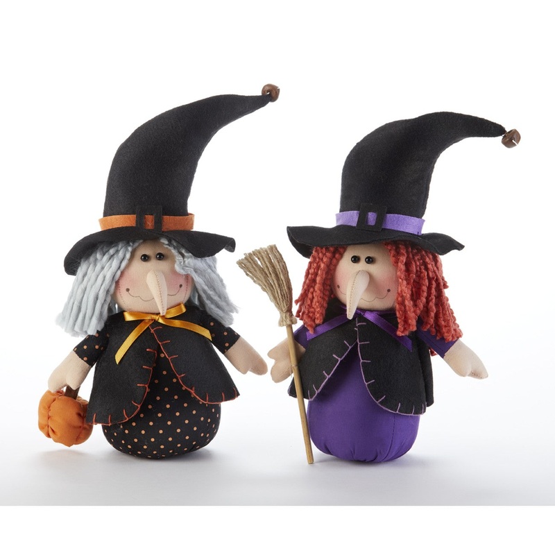 Delton 12 Halloween Witch Stump with Jacket Figurine 2 Assorted, Black