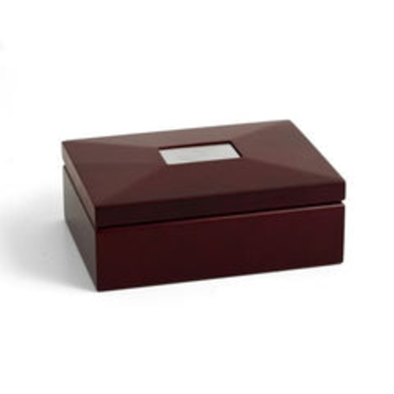 Mahogany Hinged Box With Removable Divider & Engraving Plate