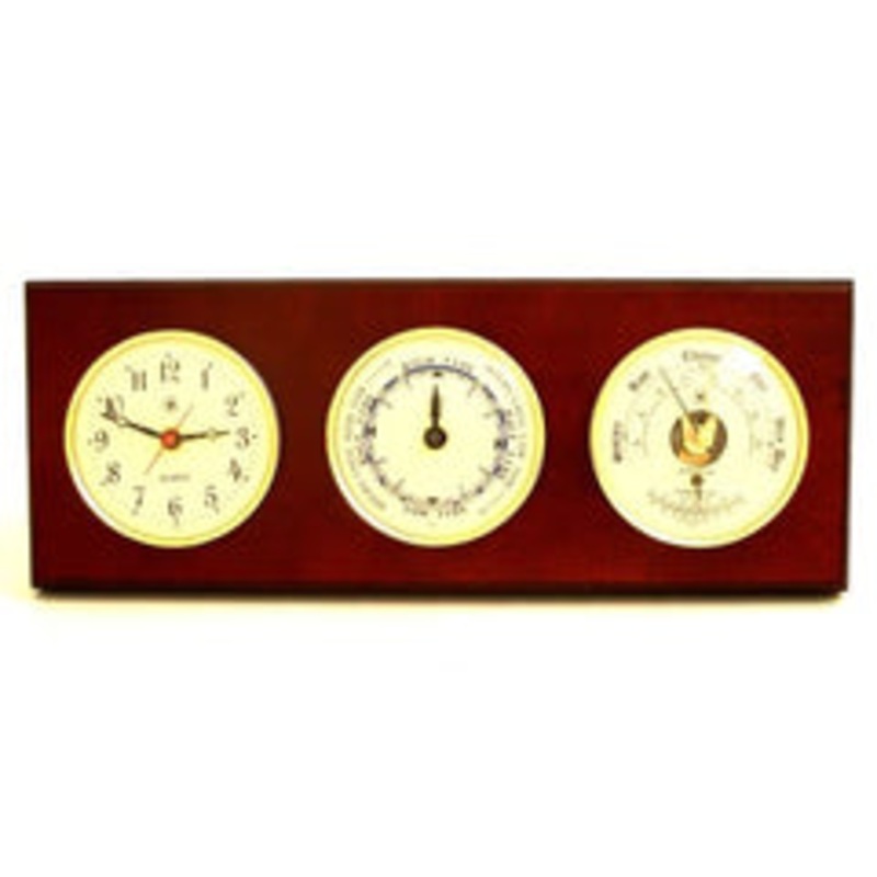 Quartz Clock, Tide Clock & Barometer & Thermometer, Mahogany