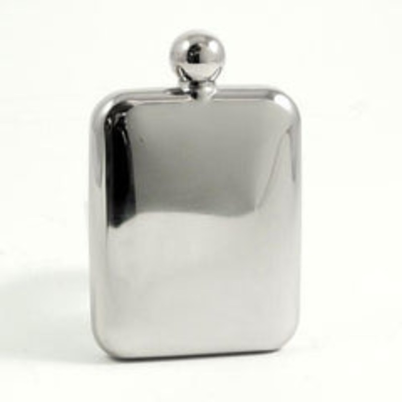 6 Oz. Stainless Steel Mirror Finish Flask, Rounded Corners