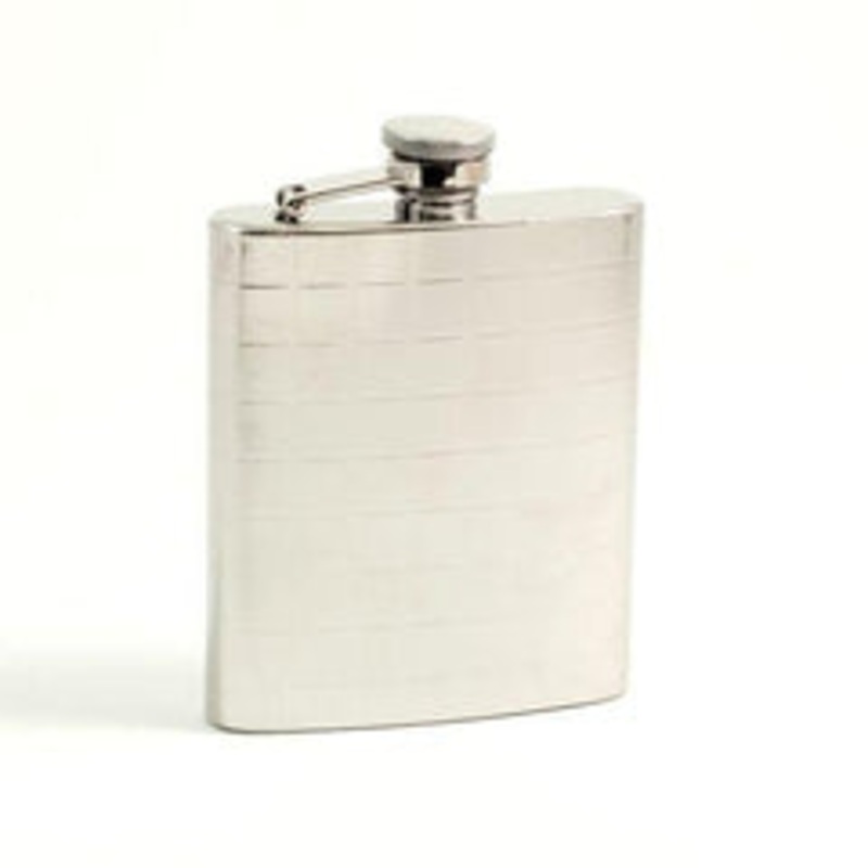 7 Oz. Stainless Steel Mirror Finish Checker Design Flask