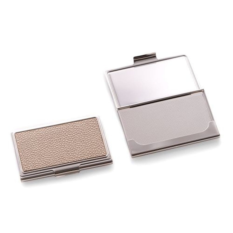 Beige Stingray Design Nickel Plated Business Card Case