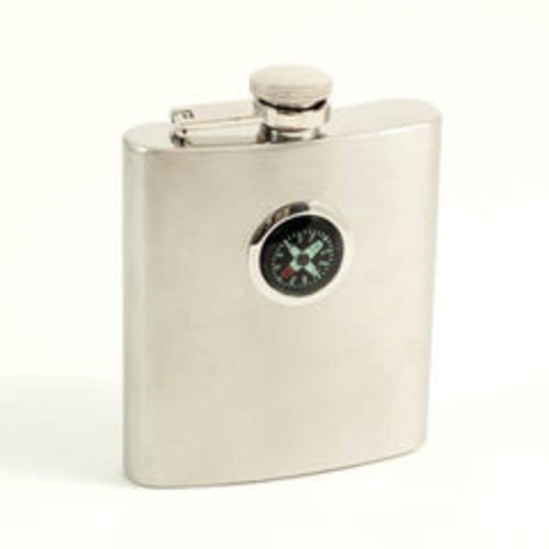 Bey Berk 8 Oz. Stainless Steel Compass Flask
